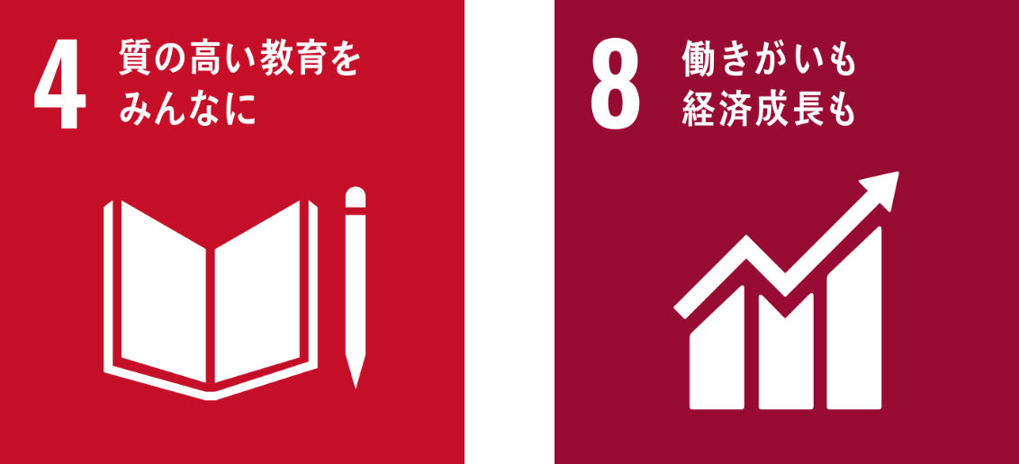  4質の高い教育をみんなに、8働きがいも経済成長も